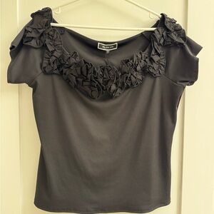 Elegant Black Ruffle Top